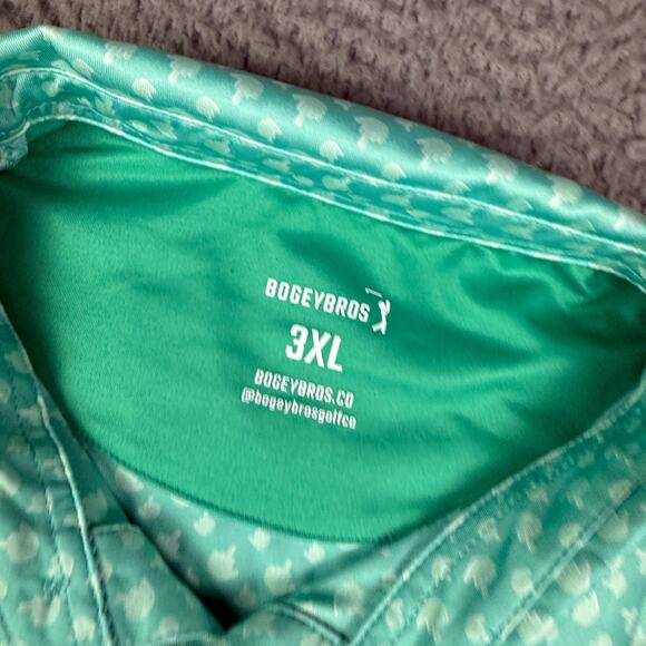 Bogey Bros Golf Polo Shirt Mens 3XL Teal AOP Middle Finger Flipping The Bird - Picture 3 of 9